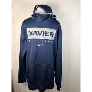 Nike Xavier Basketball Hoodie Mens Large Tall LT Navy Blue Performance Pullover